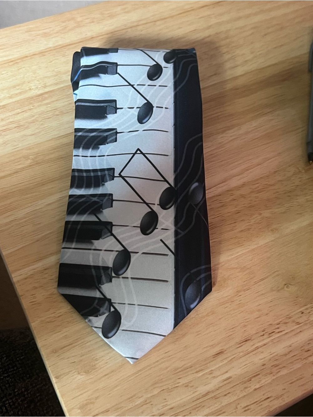 Ralph Marlin Black and Silver Piano Key Musical Tie
